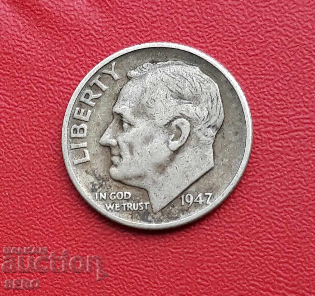 SUA - 1 dime / 10 cenți / 1947 - argint cu preț 4.01 BGN | € 2.05