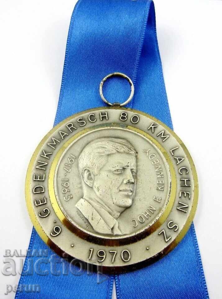 Delivery of Swiss medal with the likeness of John F. Kennedy 1970 Delivery of Swiss medal with the likeness of John F. Kennedy 1970