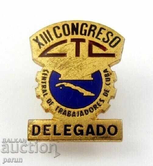 Σήμα αντιπροσώπου - Κούβα - Συνέδριο Κομμουνιστών - 1973 με τιμή 19.00 BGN | € 9.71