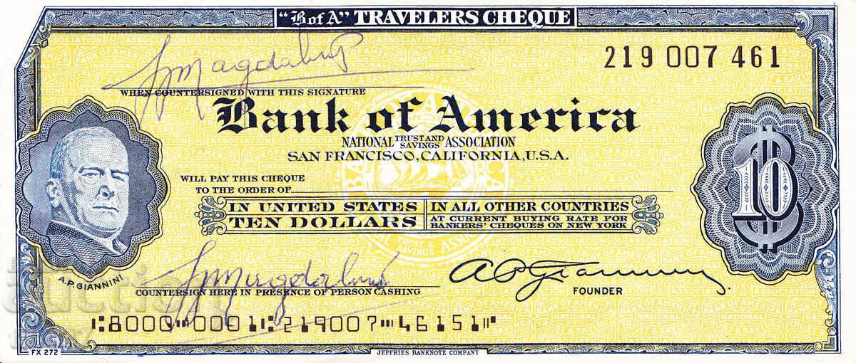 tino37 - ΗΠΑ /USA/ - 10 ΔΟΛΑΡΙΑ - /ΕΠΙΤΑΓΗ ΤΑΞΙΔΙΟΥ/ - VF με τιμή 9.90 BGN | € 5.06