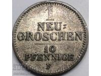 Saxony 1 new groschen 10 pfennig 1856 Germany silver