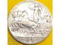 1 λίρα 1910 Ιταλία ασήμι