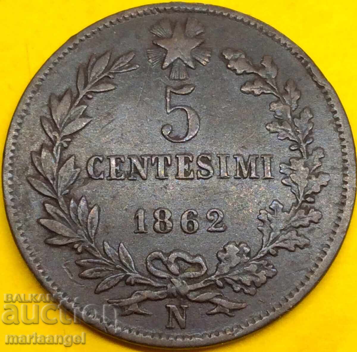 Auction  ITALY 1862 5 centesimi centesimi N - Naples