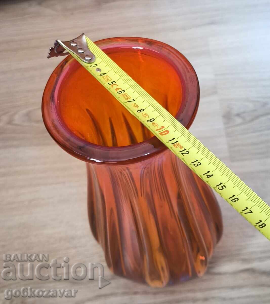 Large Murano vase, Italy 1970s. Orange! - 5