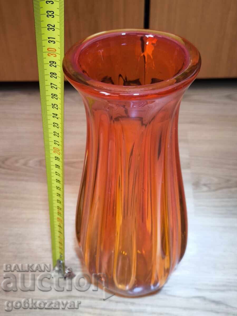 Large Murano vase, Italy 1970s. Orange! - 6