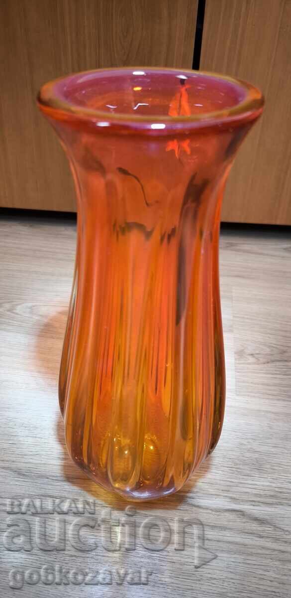 Голяма ваза Murano, Италия 1970г. Оранжево !