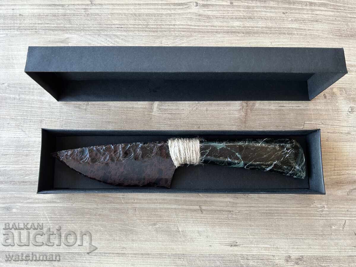 Obsidian knife with a green onyx handle #2 - 5