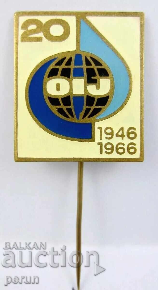 Διεθνής Ένωση Δημοσιογράφων - Επετειακό σήμα - 1946-1966 Διεθνής Ένωση Δημοσιογράφων - Επετειακό σήμα - 1946-1966