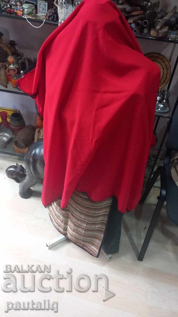 RED WOVEN TOWEL HEADSCARF FOR KYUSTENDIL FOLK COSTUME