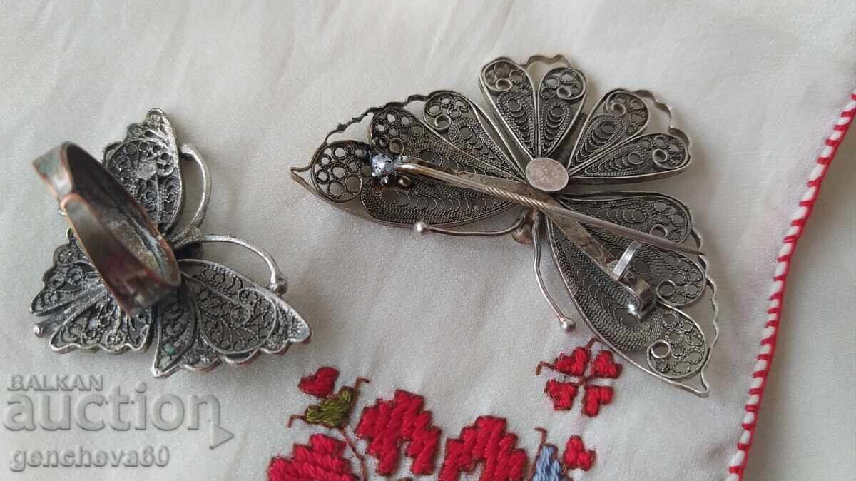 Unique antique silver filigree brooch and ring - 5 Unique antique silver filigree brooch and ring - 5