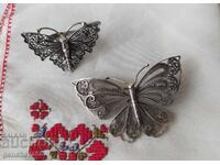 Broșă veche unică din argint filigran și inel