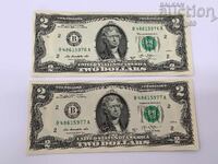 USA 2 Dollar 2013 UNC with consecutive serial numbers 2 pieces