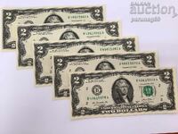 USA 2 Dollars 2013 UNC with consecutive serial numbers 5 pieces