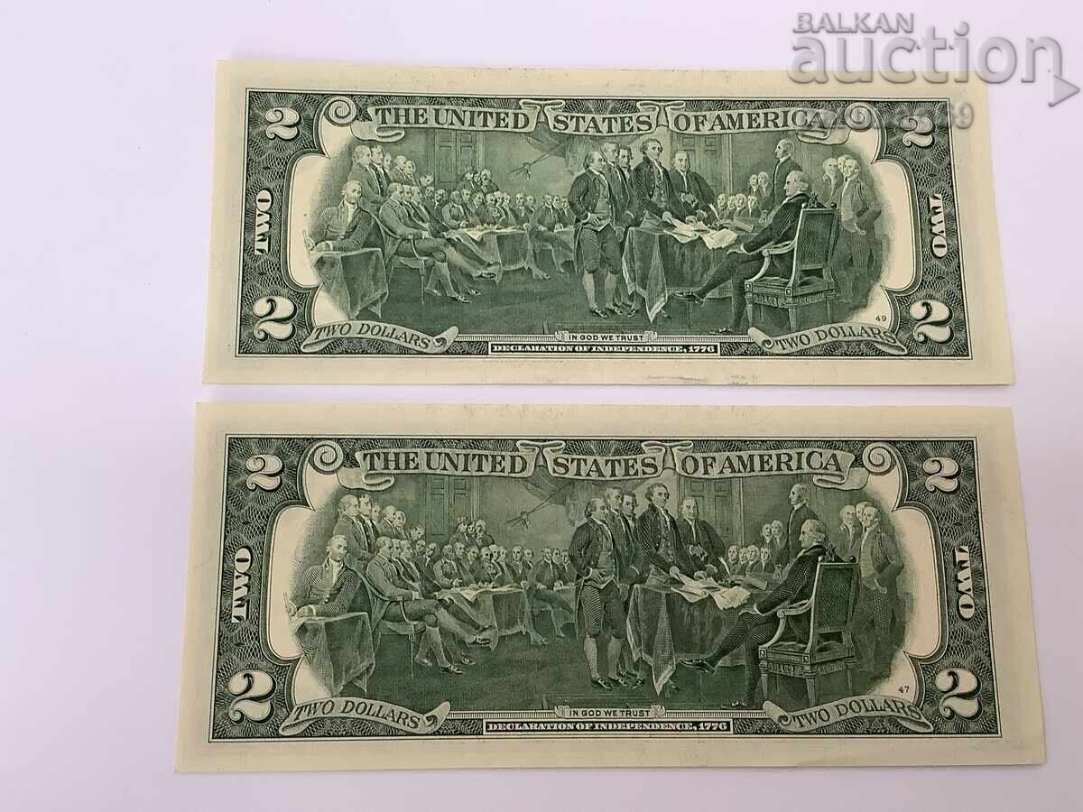 USA 2 Dollar 2013 UNC with consecutive serial numbers 2 pieces with price 15.00 BGN | € 7.67 USA 2 Dollar 2013 UNC with consecutive serial numbers 2 pieces with price 15.00 BGN | € 7.67