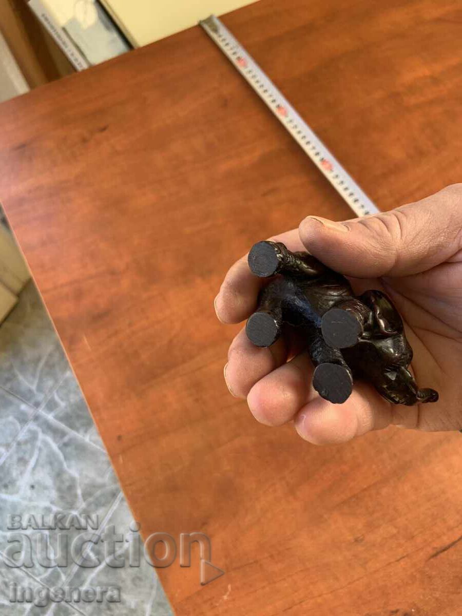 STATUETTE FIGURE SCULPTURE WOOD ELEPHANT ELEPHANT CALF EBONY - 6