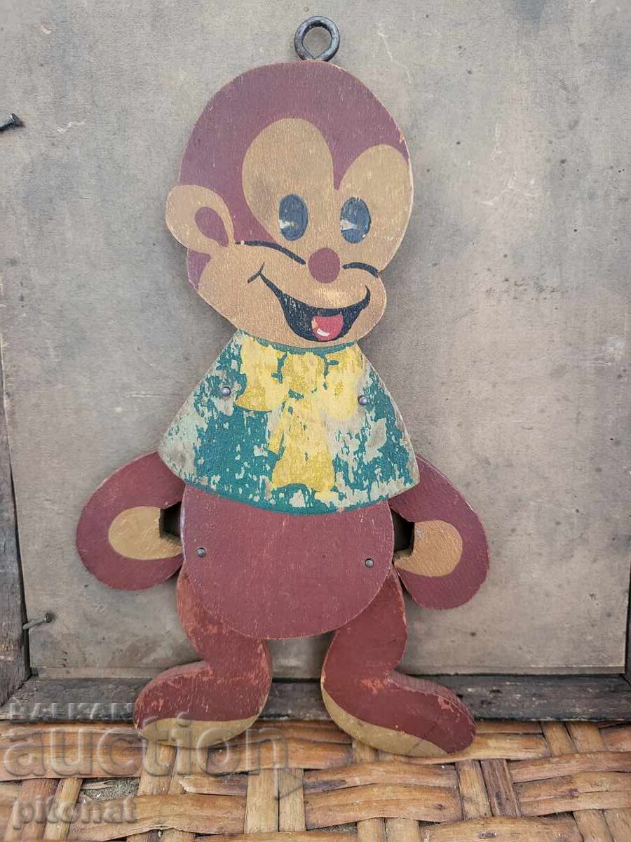 Παλιό ξύλινο παιχνίδι μαϊμού 1946
