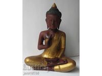 STATUETĂ VECHE DIN LEMN „BUDHA” în mediu. /proveniență Thailanda