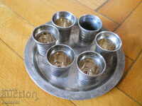 Old Melchior service (vodka cups and tray) - USSR