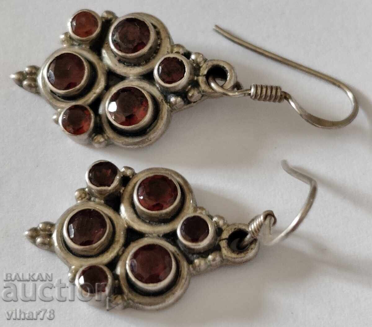 Silver earrings with garnets - 6