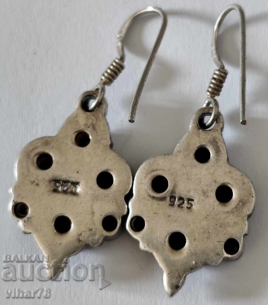 Silver earrings with garnets - 7
