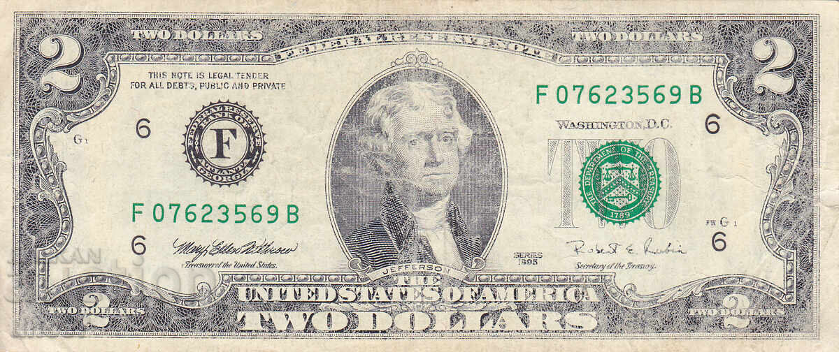 Tino37 - USA - 2 Dollars - 1995 - F with price 5.70 BGN | € 2.91 Tino37 - USA - 2 Dollars - 1995 - F with price 5.70 BGN | € 2.91