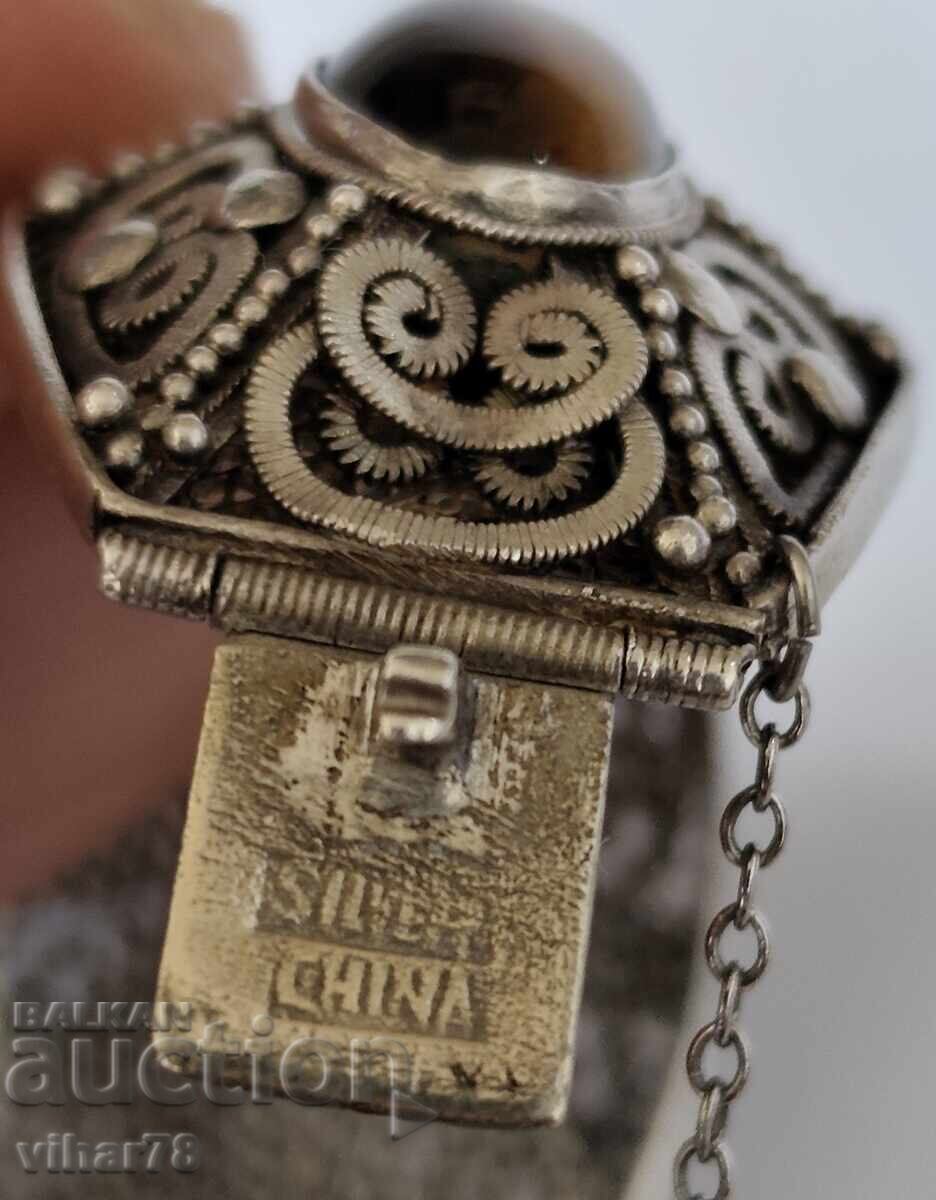 Елегантна винтидж антична Китайска гривна с тигрово око - 5