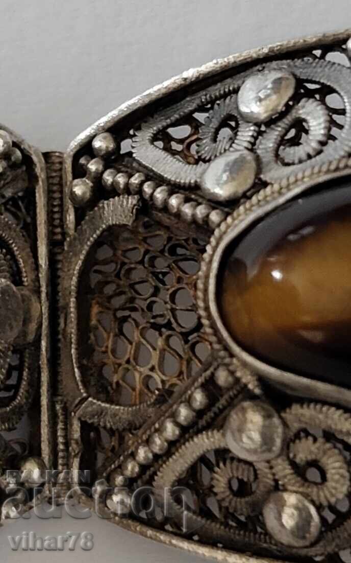 Елегантна винтидж антична Китайска гривна с тигрово око - 6