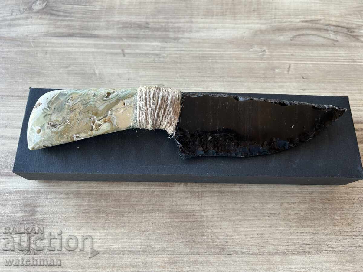 Obsidian knife with onyx handle #8