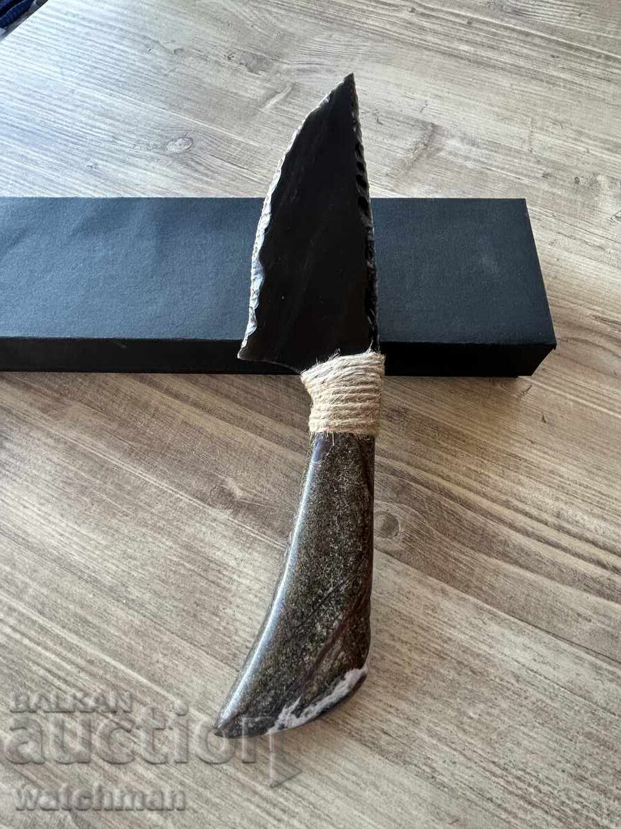 Obsidian knife with onyx handle #9