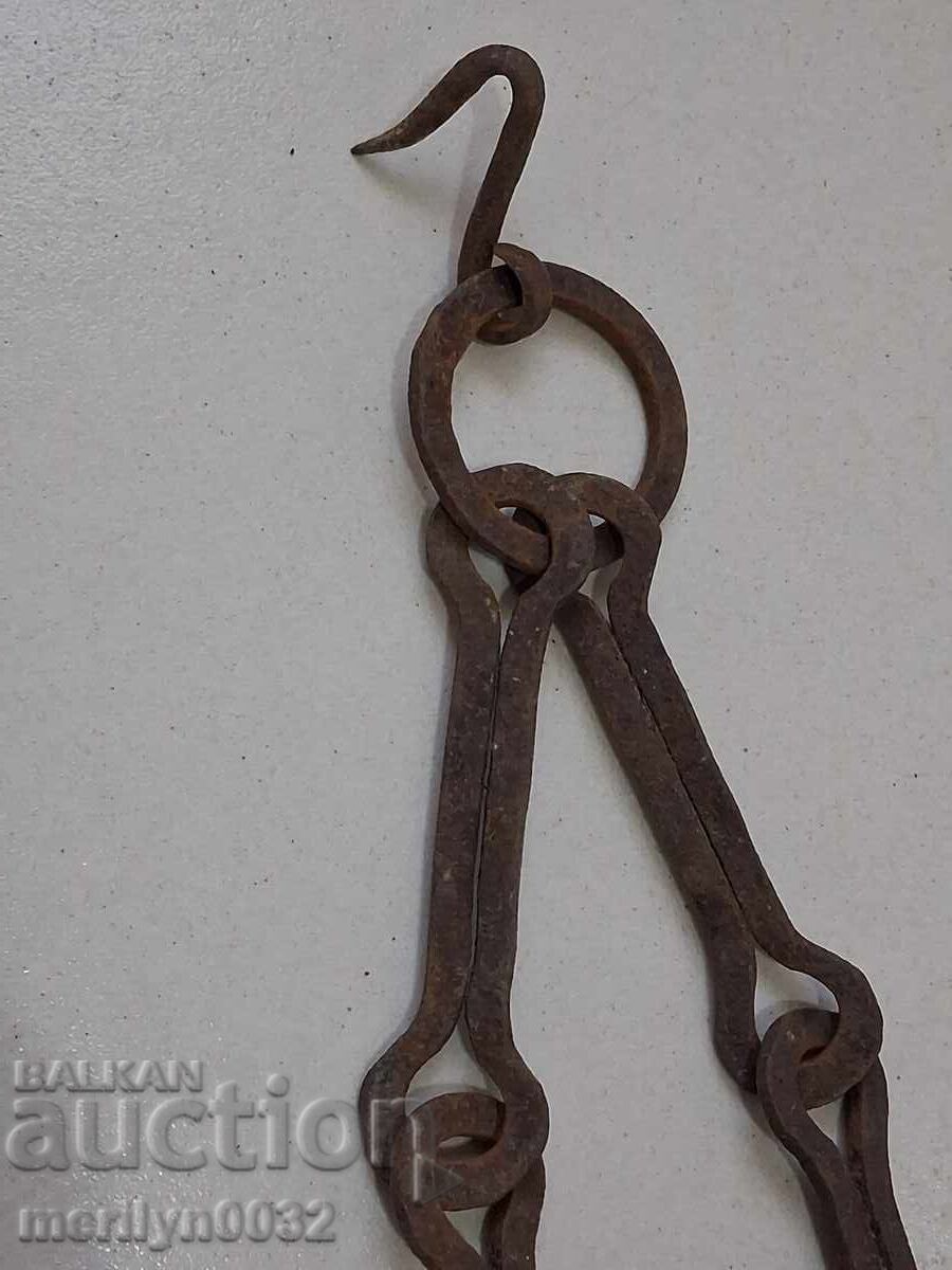 Доставка на Стара кована верига с кука, ченгел за огнище куки синджир Доставка на Стара кована верига с кука, ченгел за огнище куки синджир