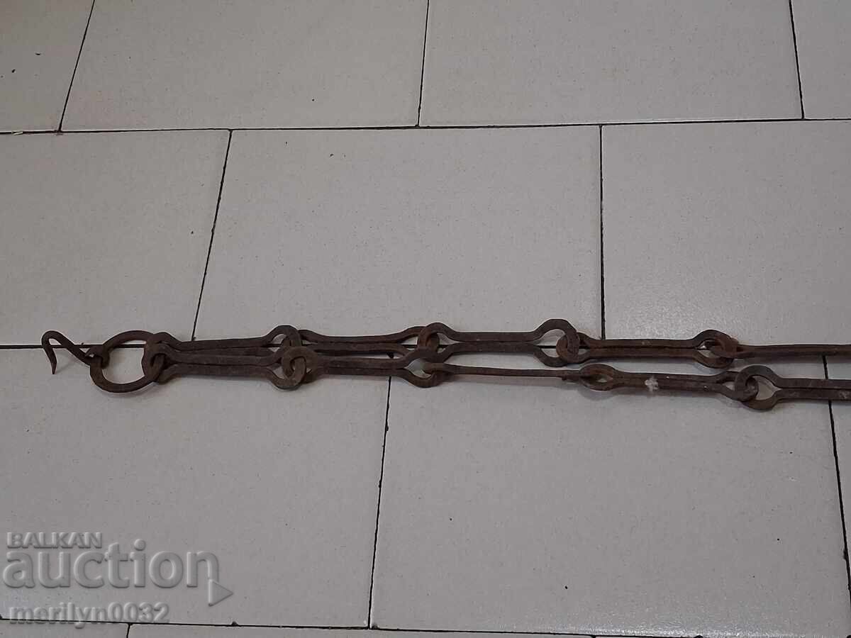 Стара кована верига с кука, ченгел за огнище куки синджир - 5 Стара кована верига с кука, ченгел за огнище куки синджир - 5