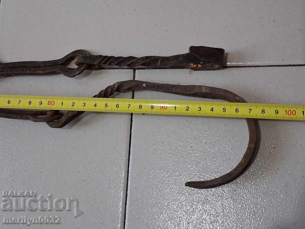 Стара кована верига с кука, ченгел за огнище куки синджир - 6 Стара кована верига с кука, ченгел за огнище куки синджир - 6