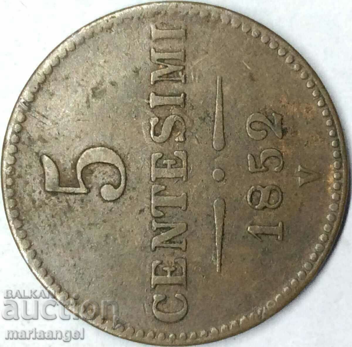 Delivery of Lombardy Venice 5 centesimi 1852 V-Venice Austria for Ital