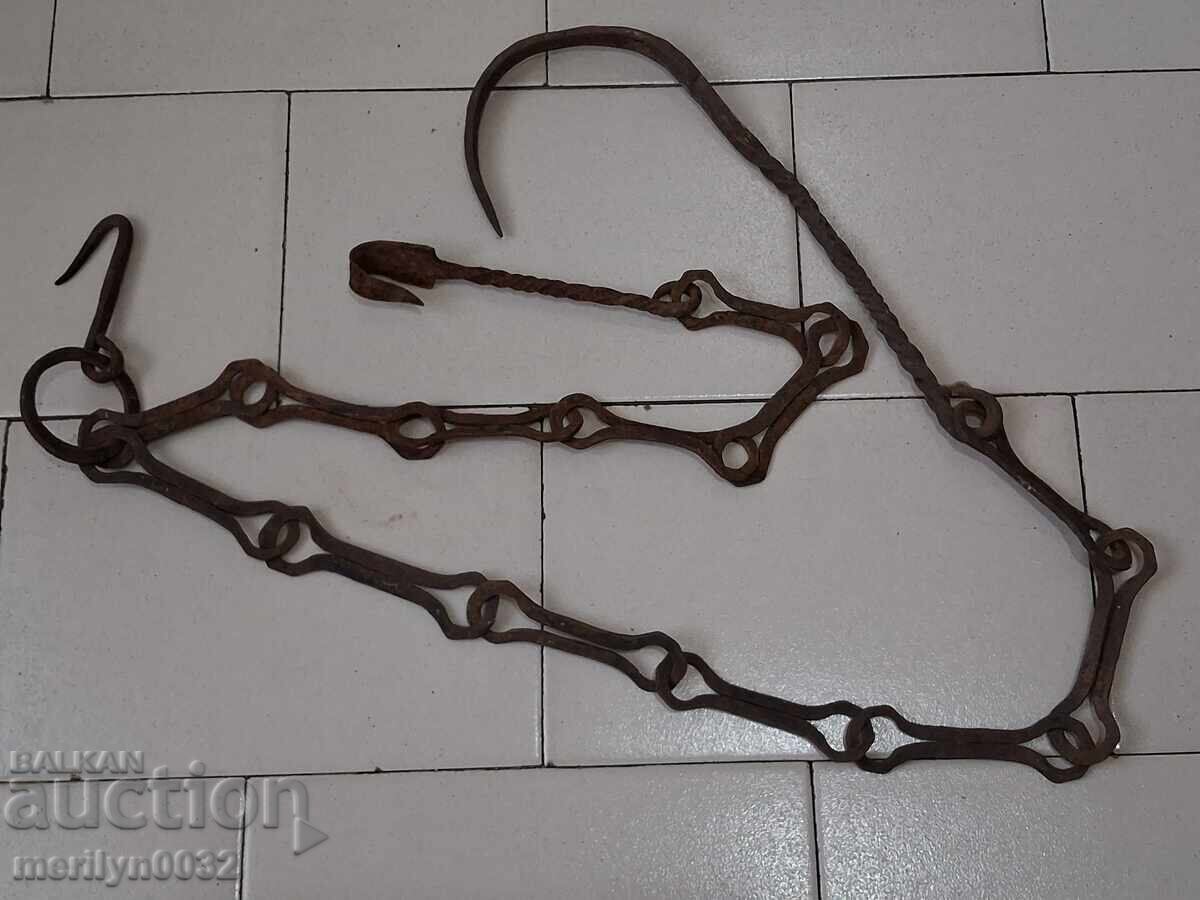 Old wrought iron chain with hook, hearth chain hook chain with price 44.00 BGN | € 22.50