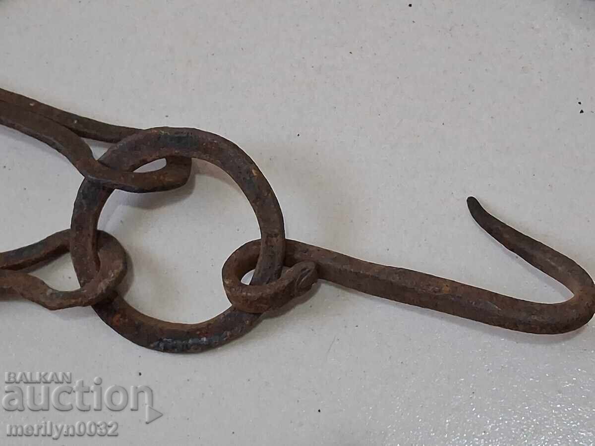 Delivery of Old wrought iron chain with hook, hearth chain hook chain