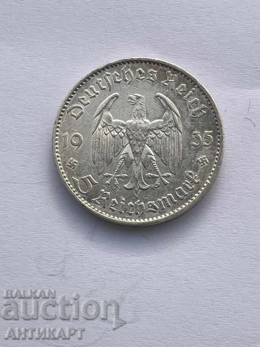 Germany Silver Coin 5 Reich Marks Reichsmark 1935 F Germany Silver Coin 5 Reich Marks Reichsmark 1935 F