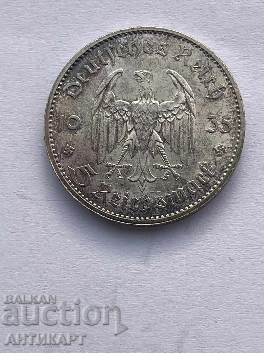 Germany Silver Coin 5 Reich Marks 1935