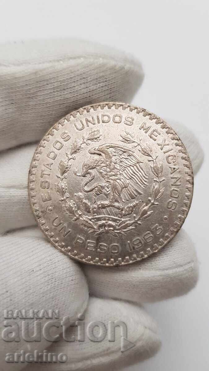 Συλλεκτικό ασημένιο νόμισμα 1 Πέσο Μεξικού 1963 - 7 Συλλεκτικό ασημένιο νόμισμα 1 Πέσο Μεξικού 1963 - 7