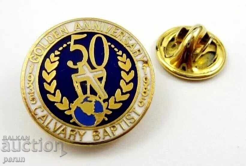 Златна годишнина 1935-1985 Баптистка значка от Голгота с цена 13.00 лв. | € 6.65