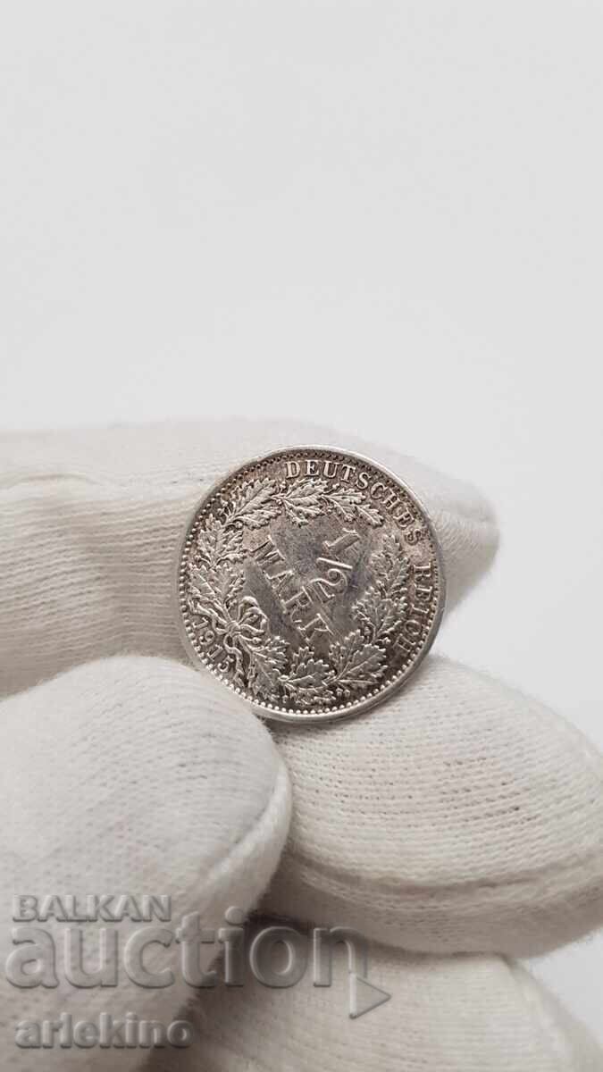 Колекционна сребърна монета 1/2 марка 1915 с цена 18.00 лв. | € 9.20