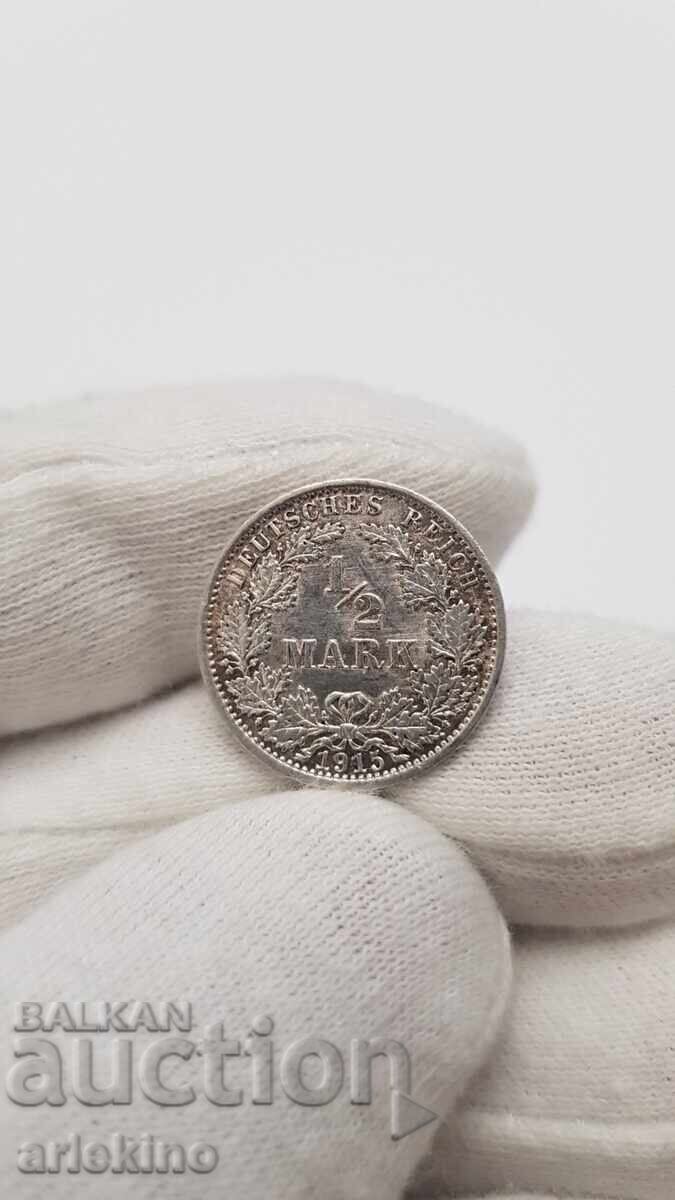 Аукцион Колекционна сребърна монета 1/2 марка 1915