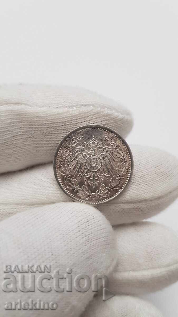 Колекционна сребърна монета 1/2 марка 1915 - 5