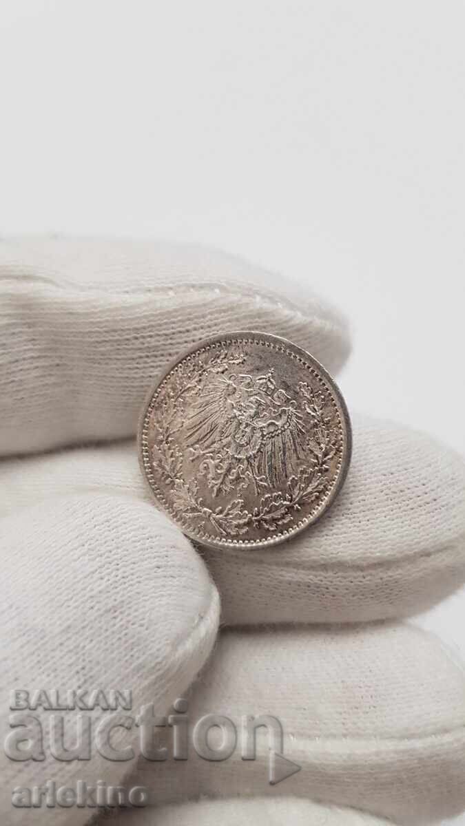 Колекционна сребърна монета 1/2 марка 1915 - 6