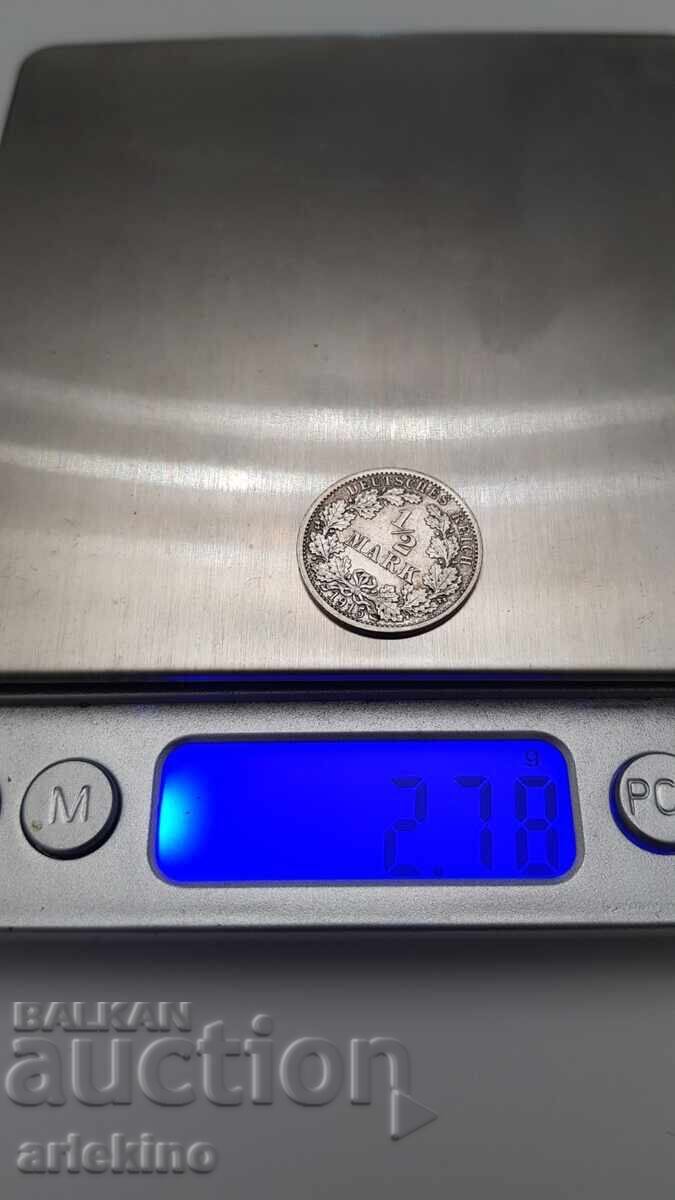 Колекционна сребърна монета 1/2 марка 1915 - 7