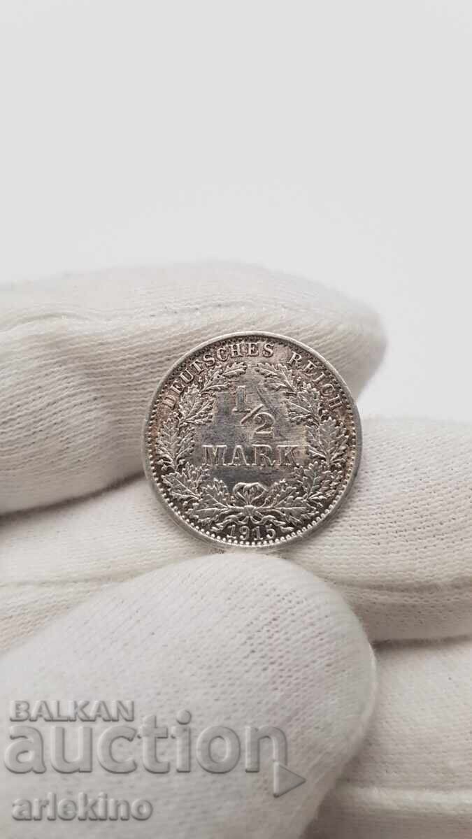 Колекционна сребърна монета 1/2 марка 1915