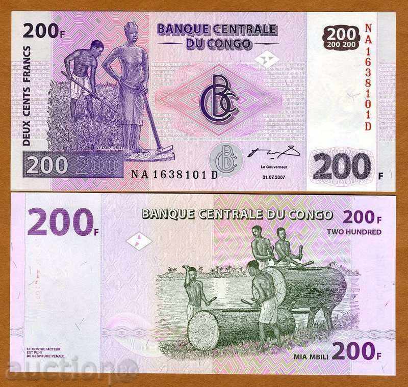 ZORBA AUCTIONS CONGO 200 FRANC 2007 UNC