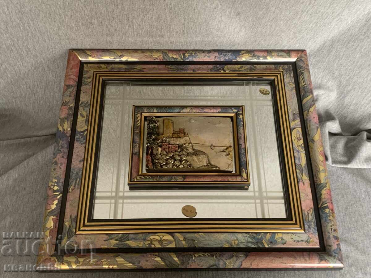 Рамкирана огледална картина, барелеф, произведено в Италия 3 - 5