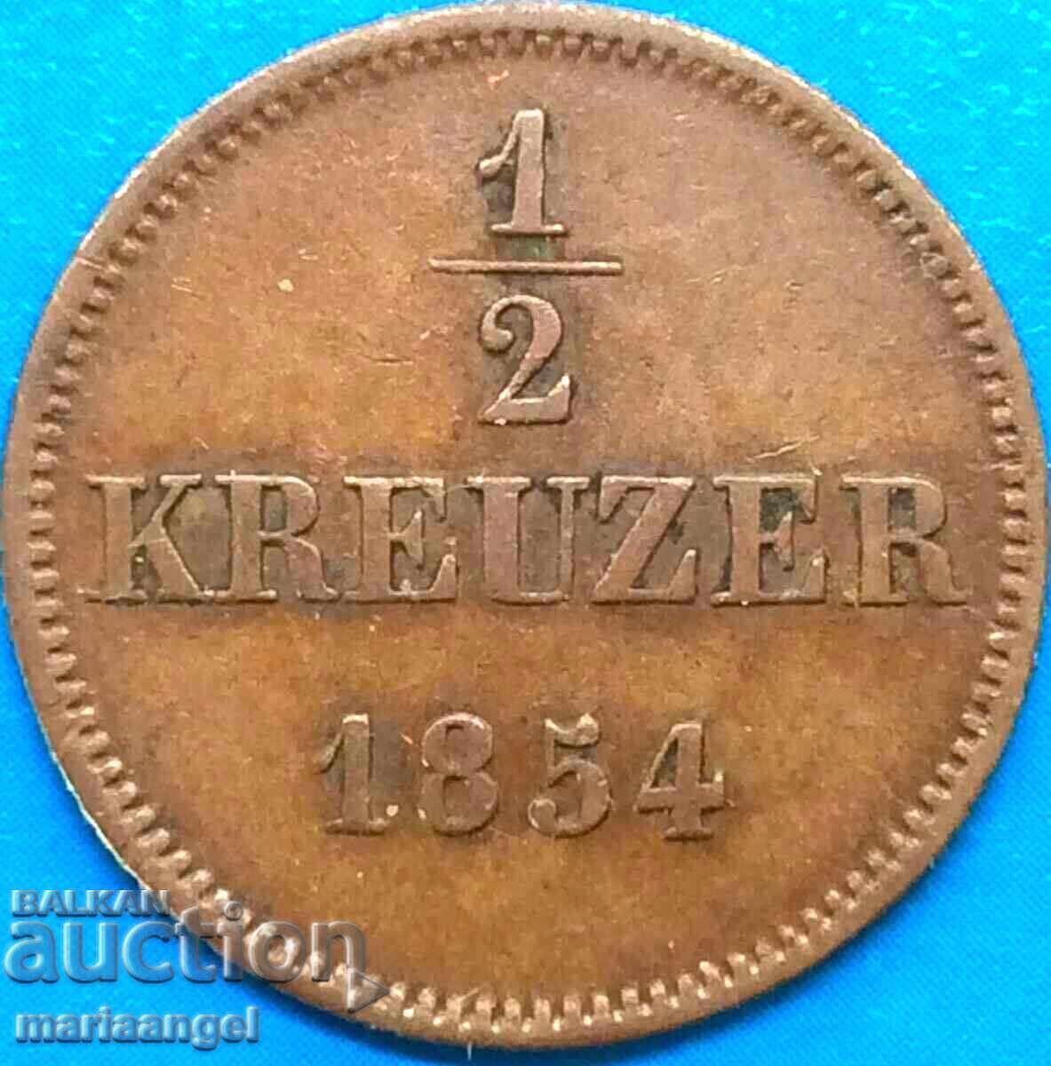 1/2 Kreuzer 1854 Bavaria Germany City of Munich