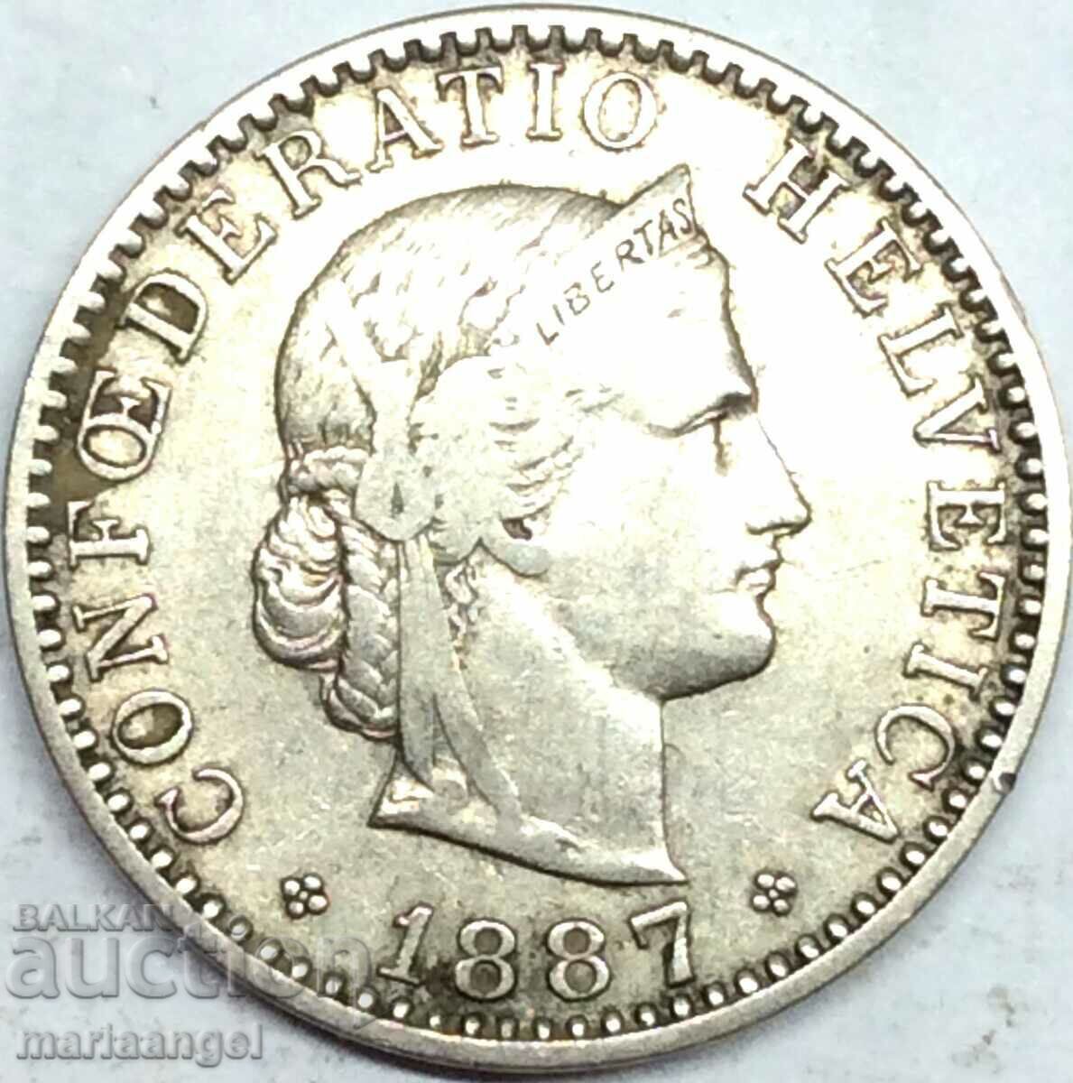 20 рапен 1887 Швейцария кантон Берн - рядка година 20 рапен 1887 Швейцария кантон Берн - рядка година