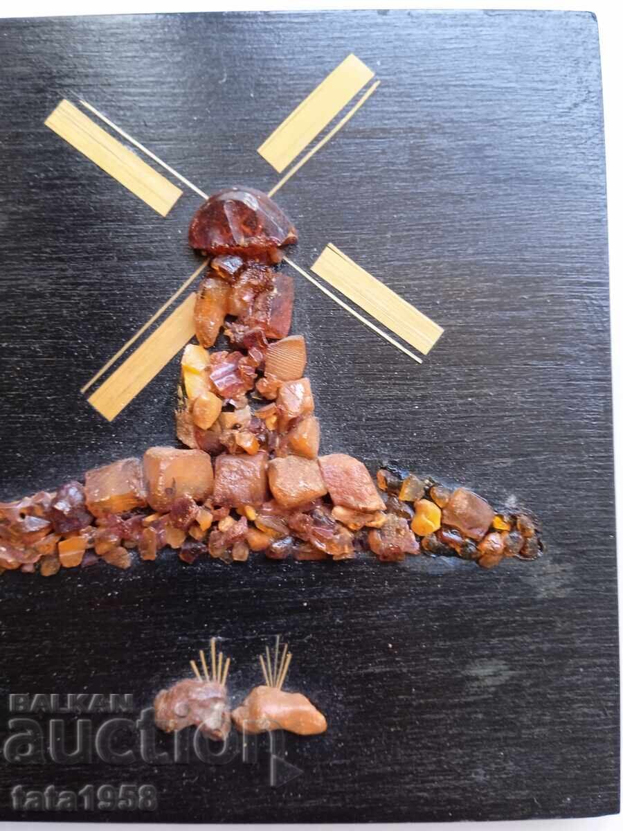 Delivery of Painting with Baltic amber on wood 16*24.5 cm